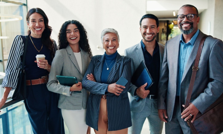 Coworkers attending an important corporate event in San Jose